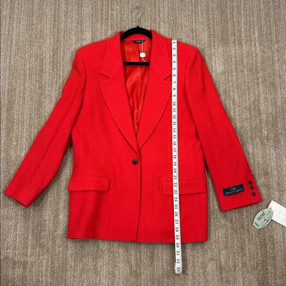 Hawksley & Wight NWT Vintage Deadstock Red Valentines Blazer Work Wool Women 12